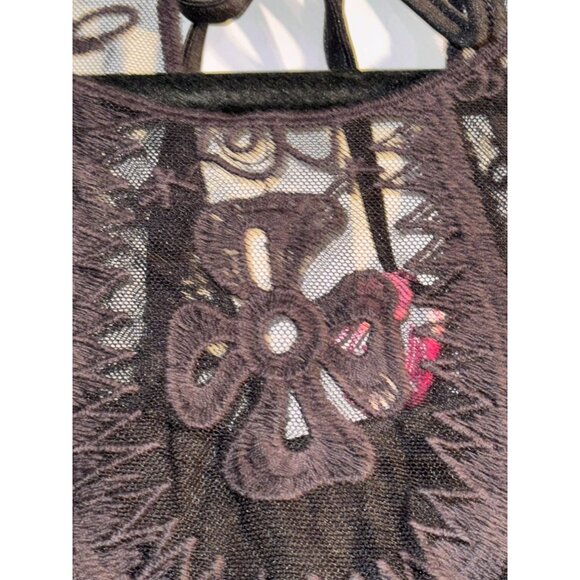 Ultrapink Black Lace Midi Dress With Sheer Floral Pattern & Lining - Picture 9 of 13